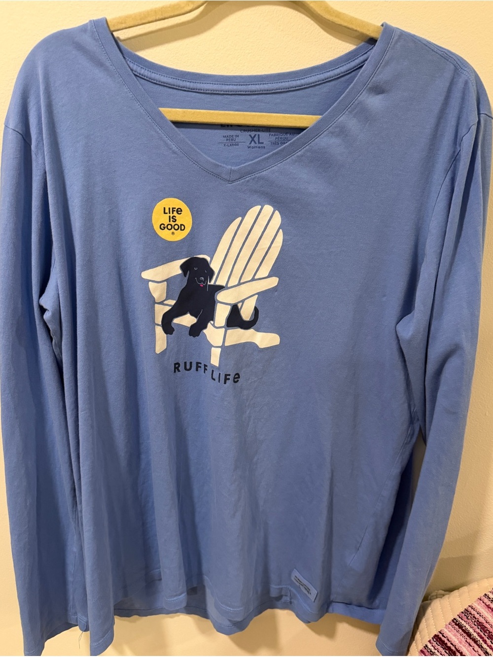 Life Is Good Blue Long-Sleeve 'Ruff Life' Tee with Yellow Accent